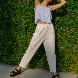UO kinley linen high-waisted cargo pants